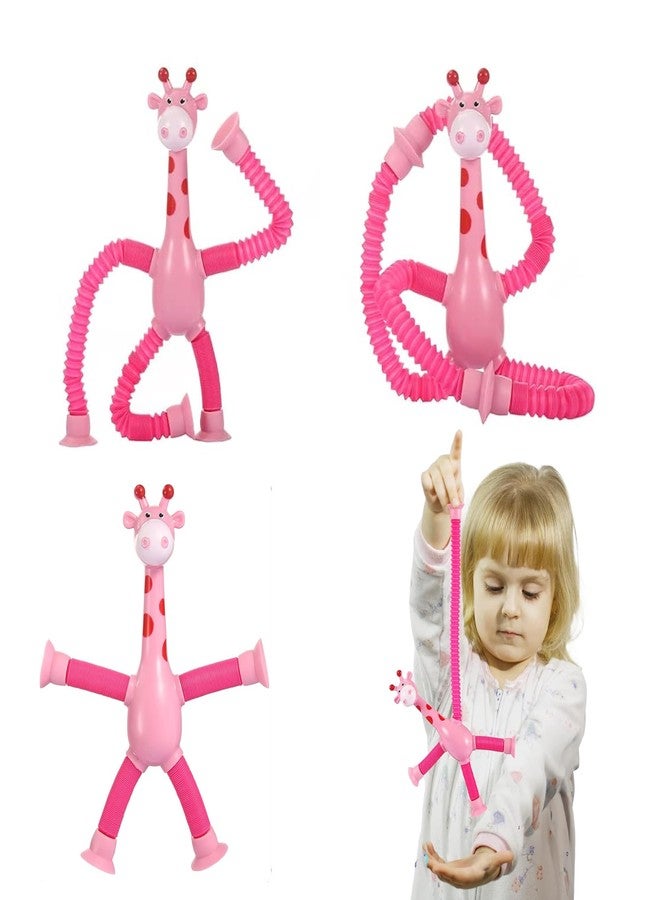 Kidology LED Telescopic Suction Cup Giraffe Toy Set of 1, Shape Changing Telescopic Tube Fidget Toys, Pop Tubes, Fidget Tubes Sensory Toys for Girls Boys Multicolor - Image 1